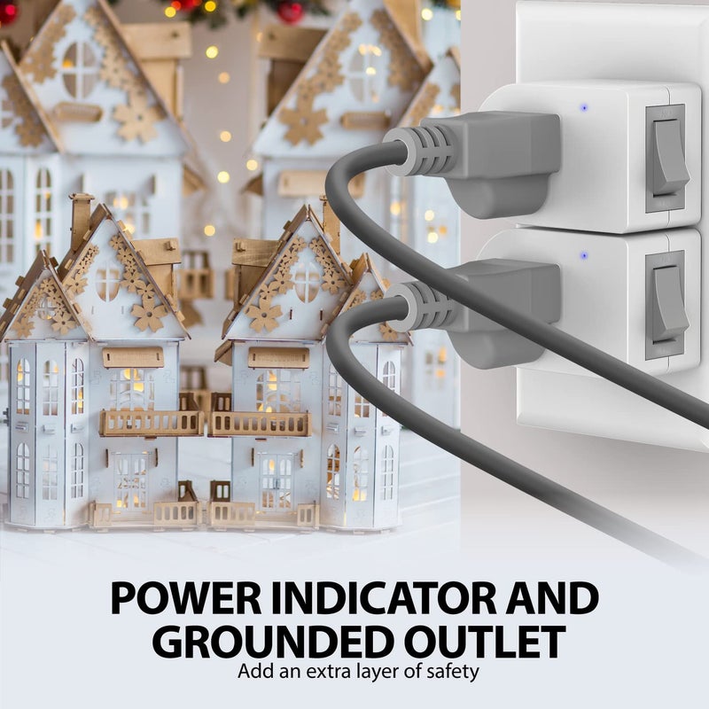 Fosmon Grounded Outlet with ON/Off Switch (2 Pack), 3 Prong Electrical Plug Outlet Extender Switch, 245J Single Port Power Adapter Surge Protector, 15A Circuit Breaker, White, ETL Listed - Image 5